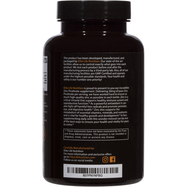 Pure Zinc Picolinate 30mg - Powerful Immune Support Mineral