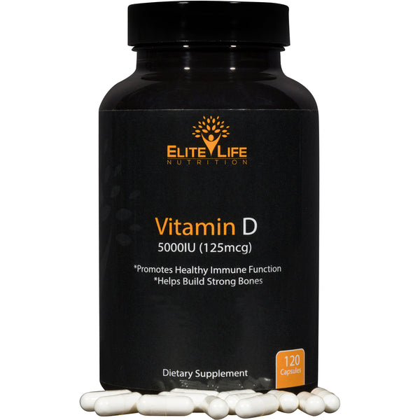 Vitamin D - 5000IU (125mcg) - Pure, Bioavailable Vitamin For Peak Health
